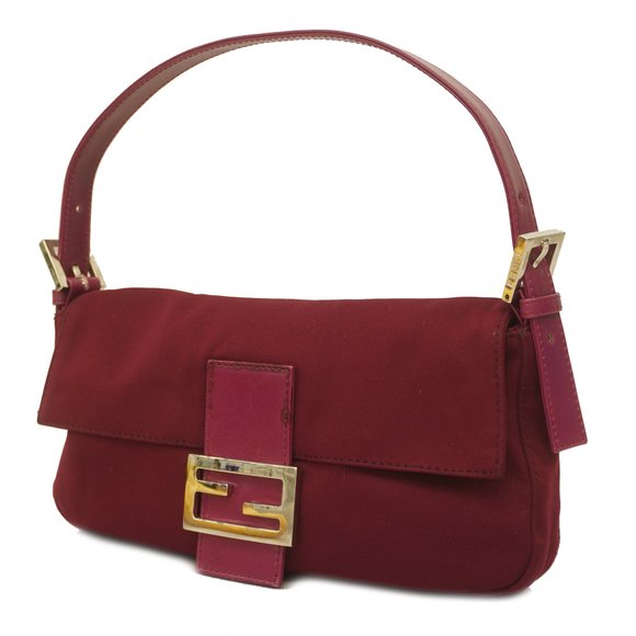 FENDI Handbags - Auth Fendi Mamma Bucket Women's Cotton Handbag Bordeaux
